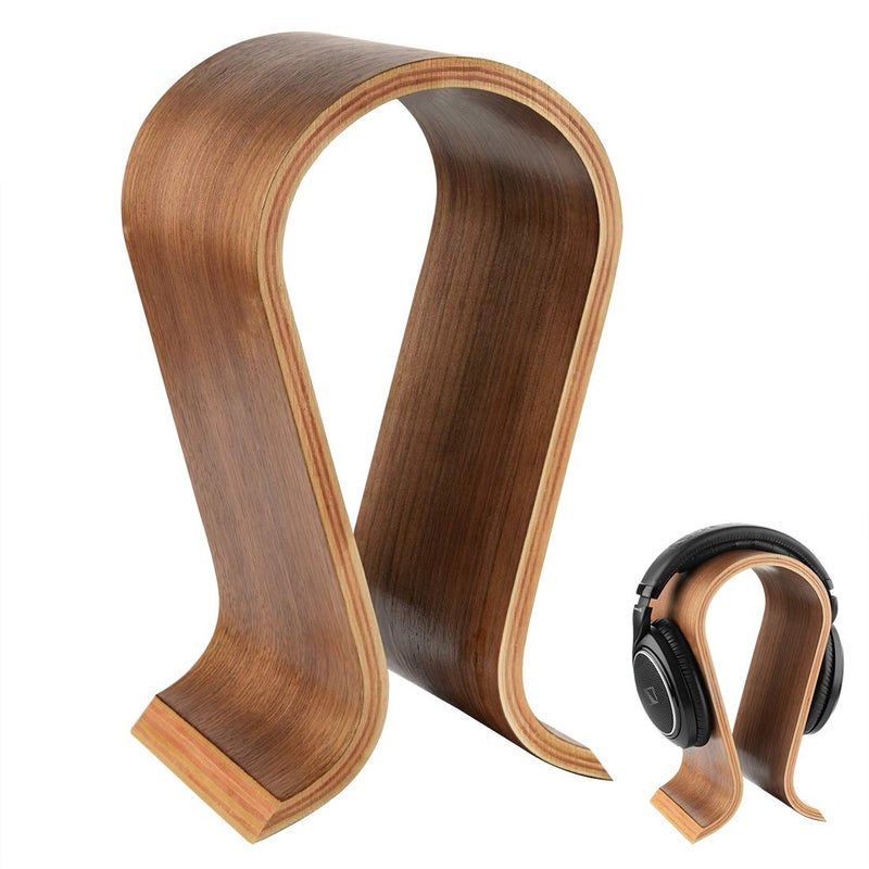 Linkidea Wooden Omega Headphones Stand/Wooden Headphone Hanger/Wood Headset Holder/Omega Earphone Desk Display Hanger - Wooden Headsets Walnut Finish - Image 1